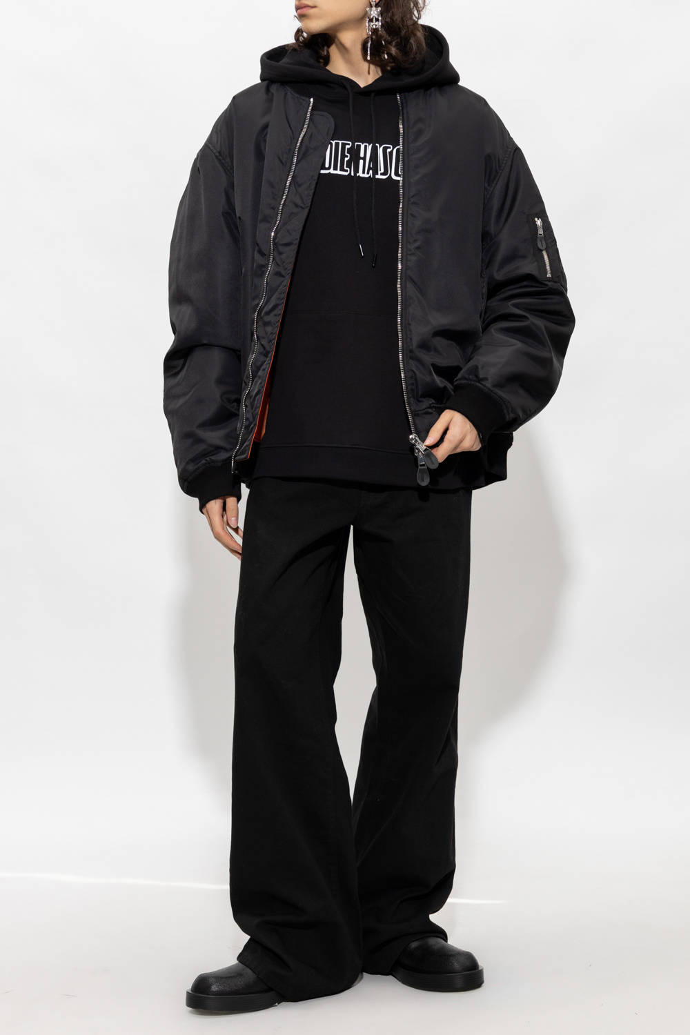 Black Hoodie with logo Raf Simons - SchaferandweinerShops KR